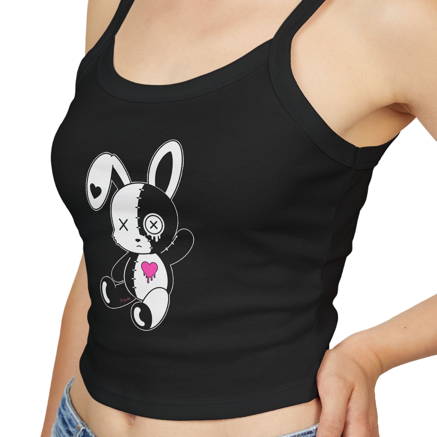 Bunny Plush Heart Crop Tank