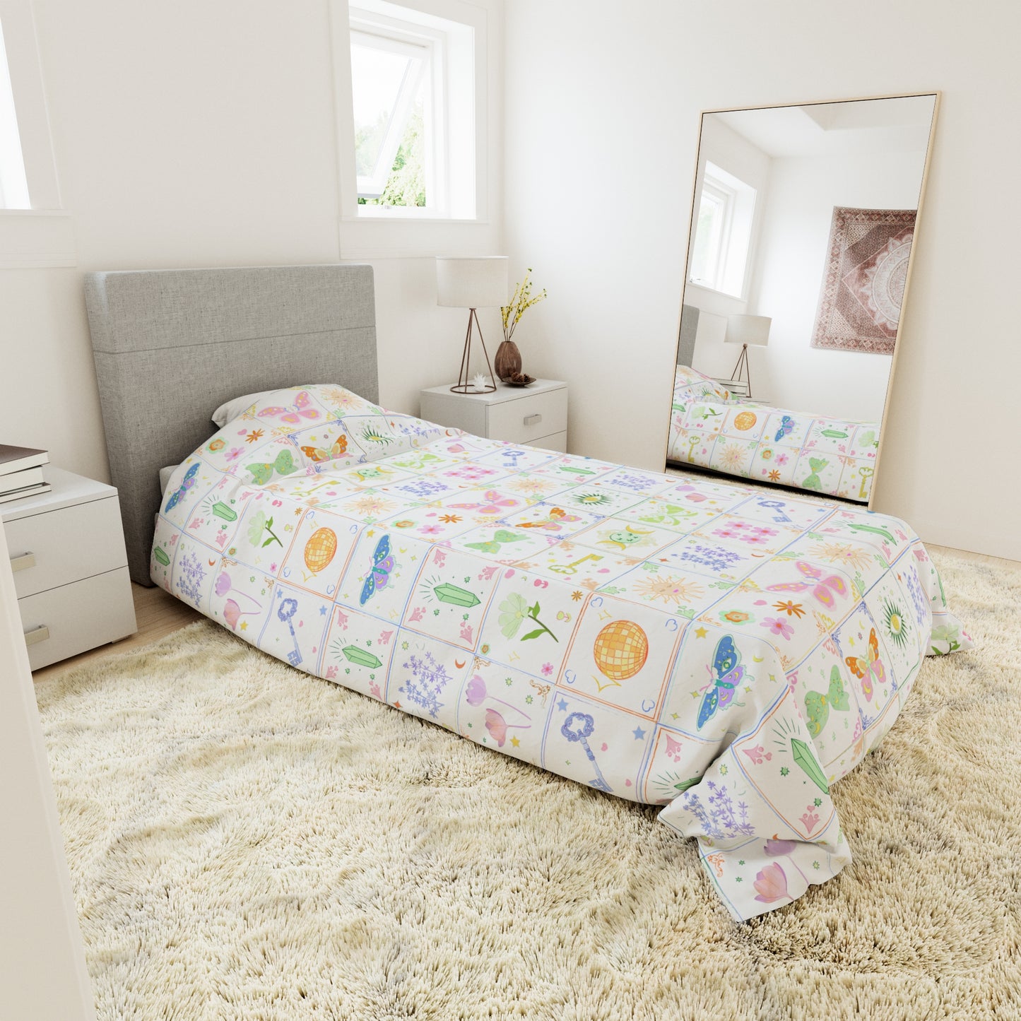 Pastel BOHO Whimsical Butterfly Duvet Cover