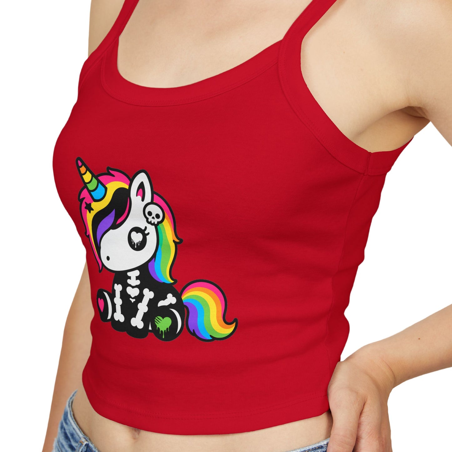 Rainbow Skeleton Unicorn Crop Tank Top – Scene Kid Style, XS–2XL
