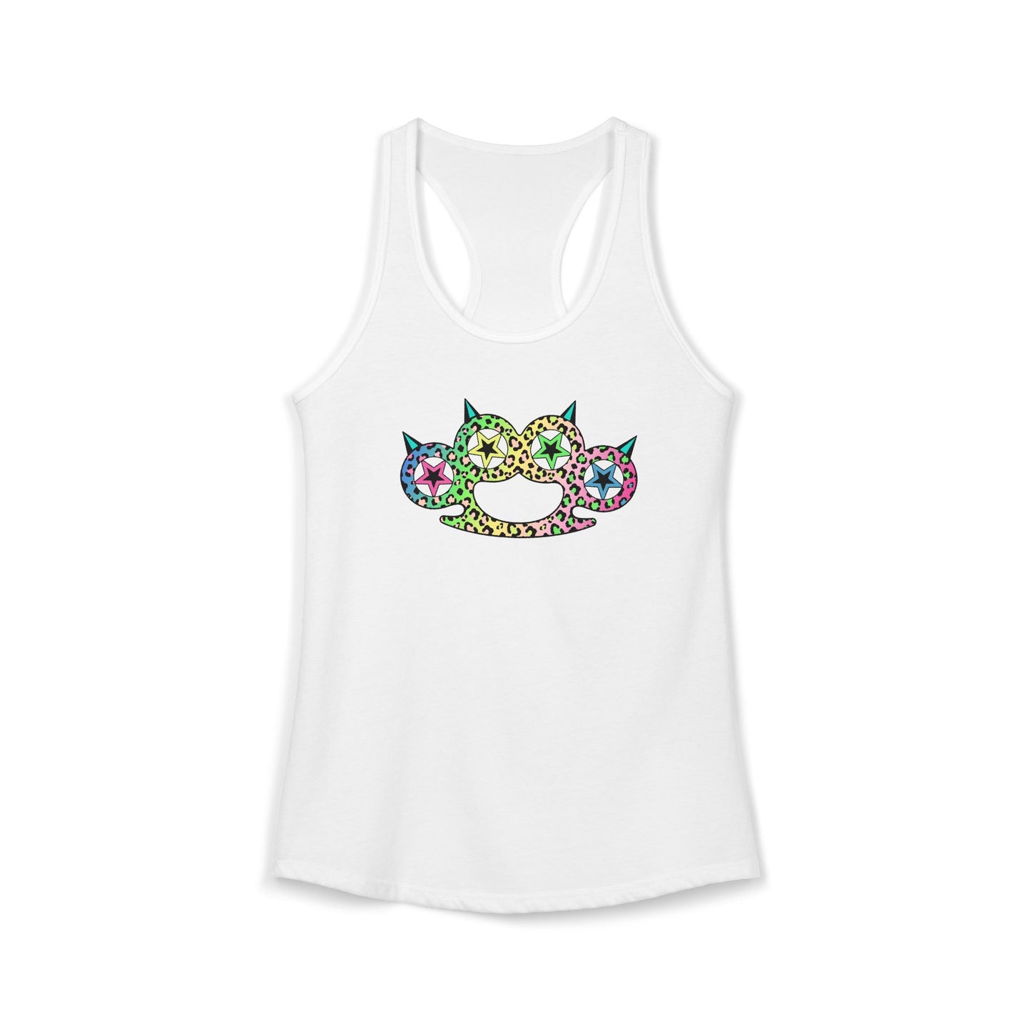 Rainbow Heart Brass Knuckle Women's Racerback Tank Top – Emo Scene Y2K Summer Tank