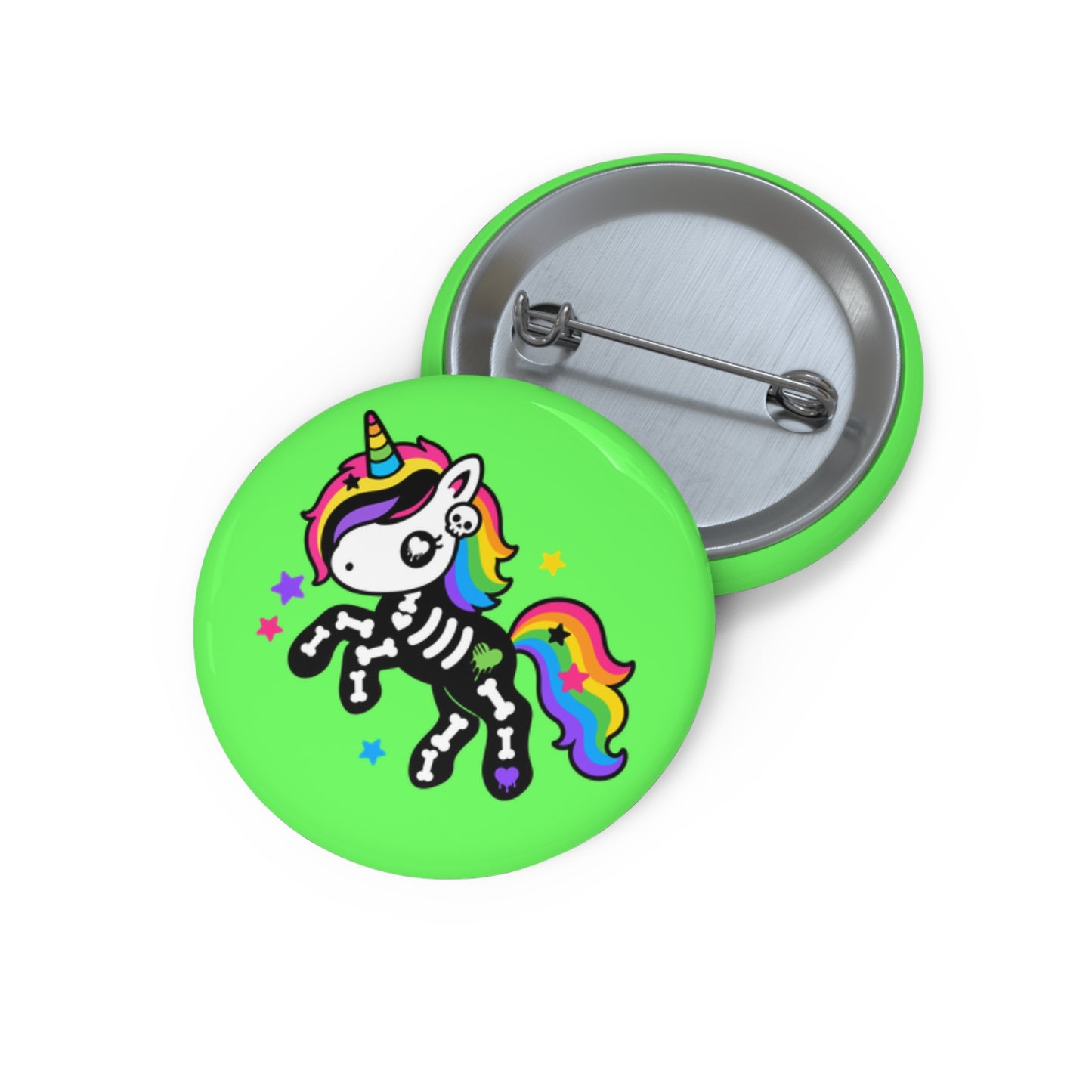 Rainbow Skeleton Unicorn Pin Button – Scene Kid Kawaii Goth Badge