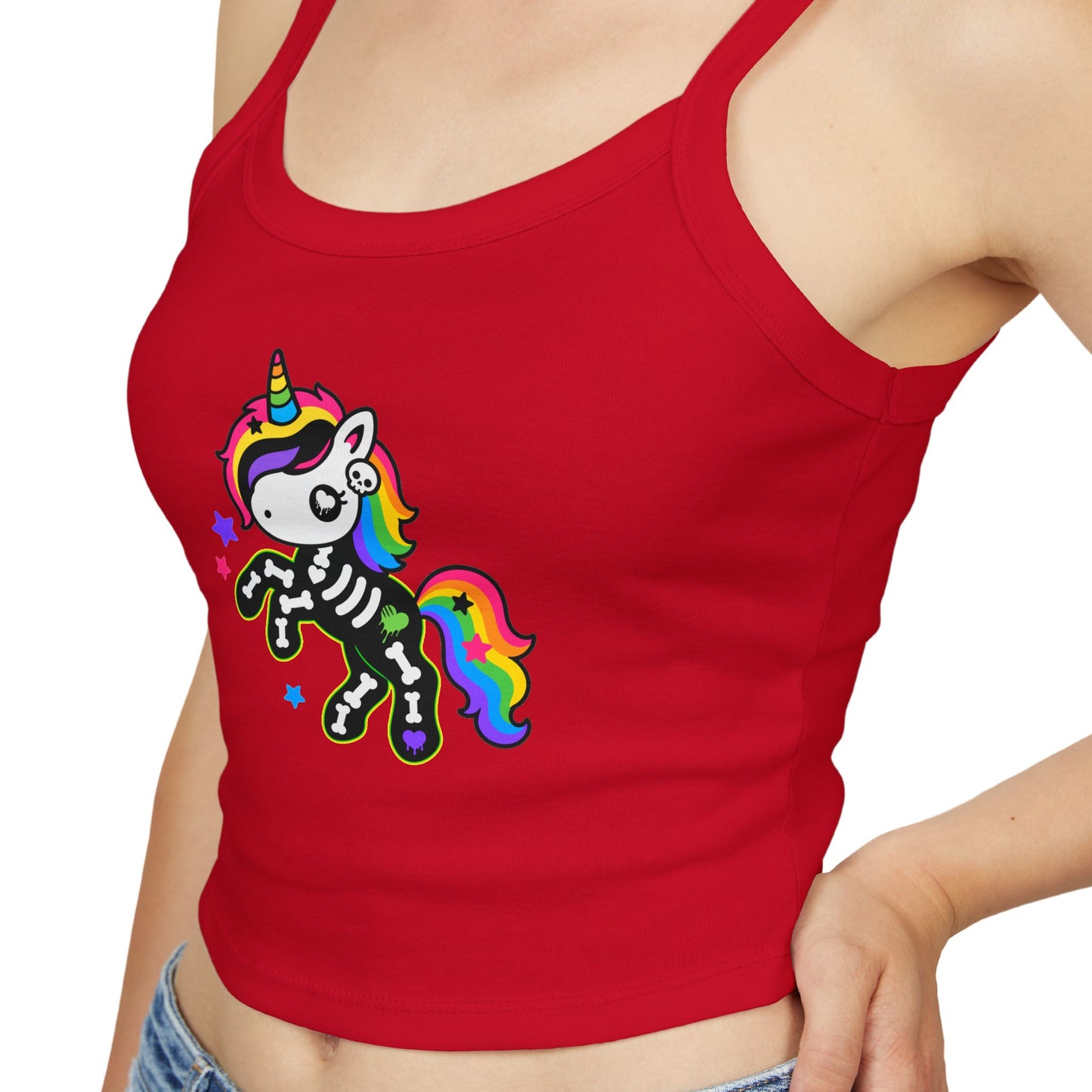 Rainbow Skeleton Unicorn Crop Tank Top – Emo Scene Kid, XS–2XL