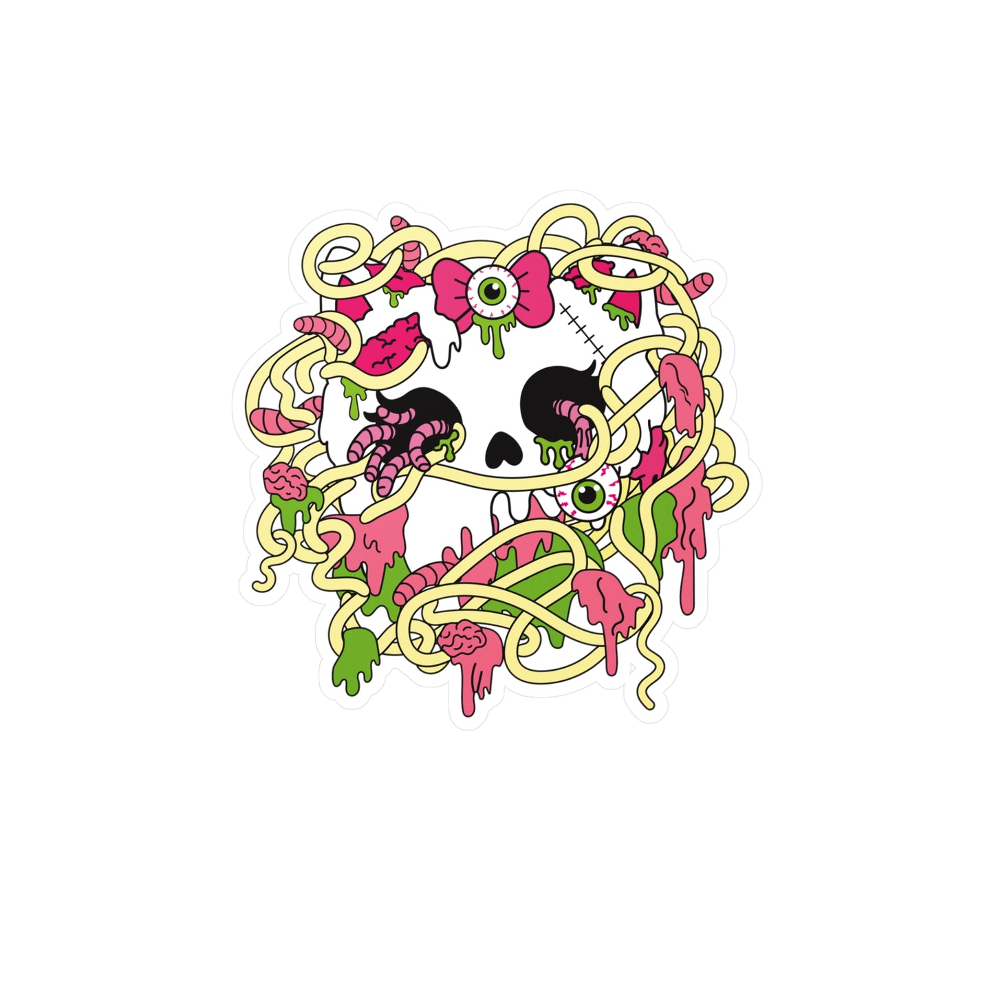Zombie Kitty Spaghetti Kiss-Cut Vinyl Sticker