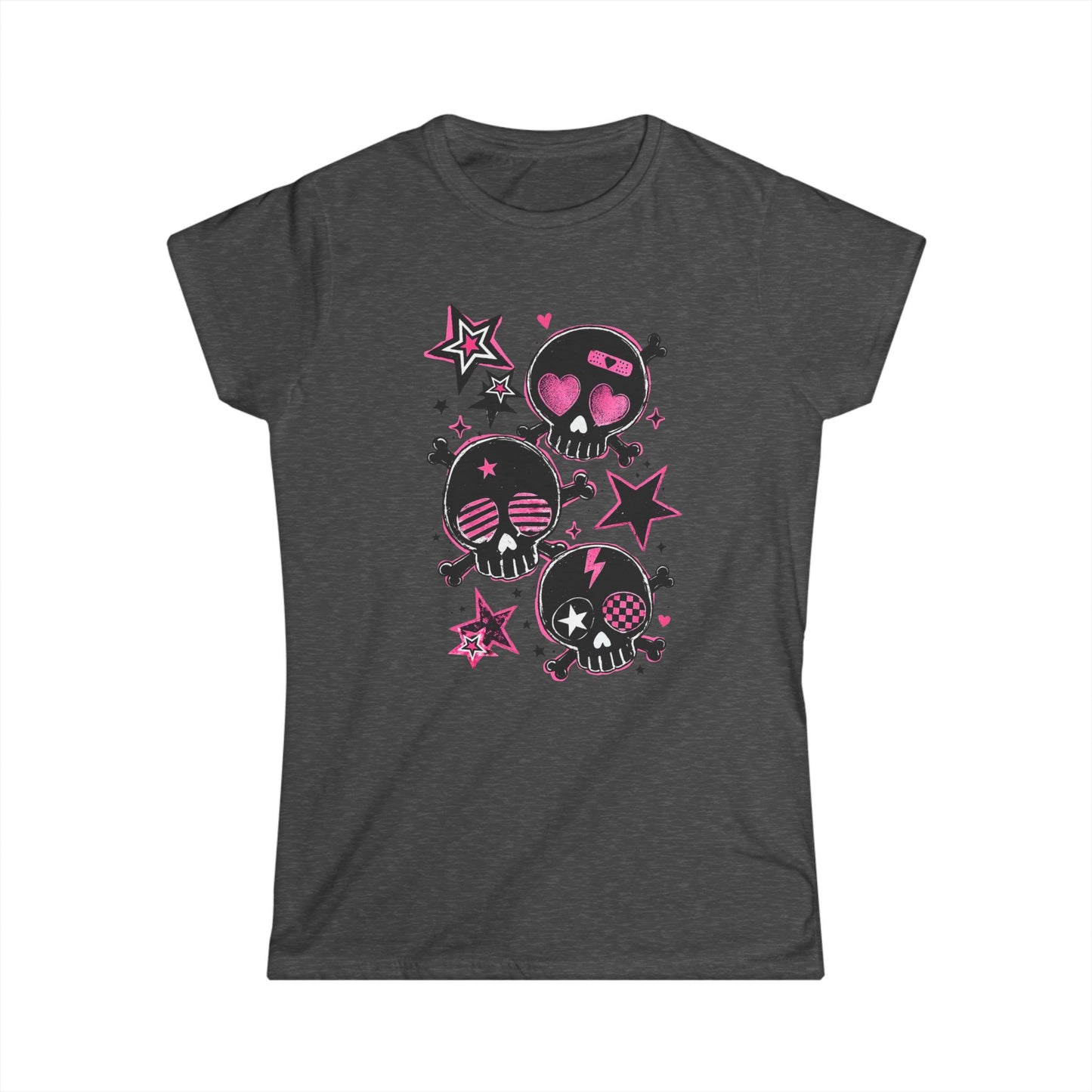 Pink Skull Star Women’s Tee | Scene Emo Graphic T-Shirt