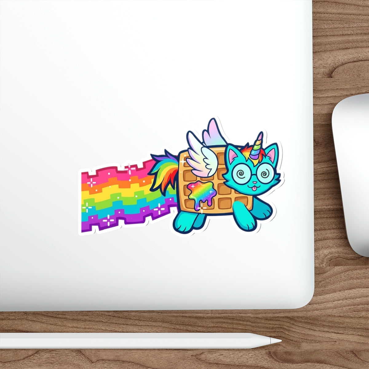 Rainbow Nyan Cat Waffle Unicorn Sticker | Die-Cut Sticker