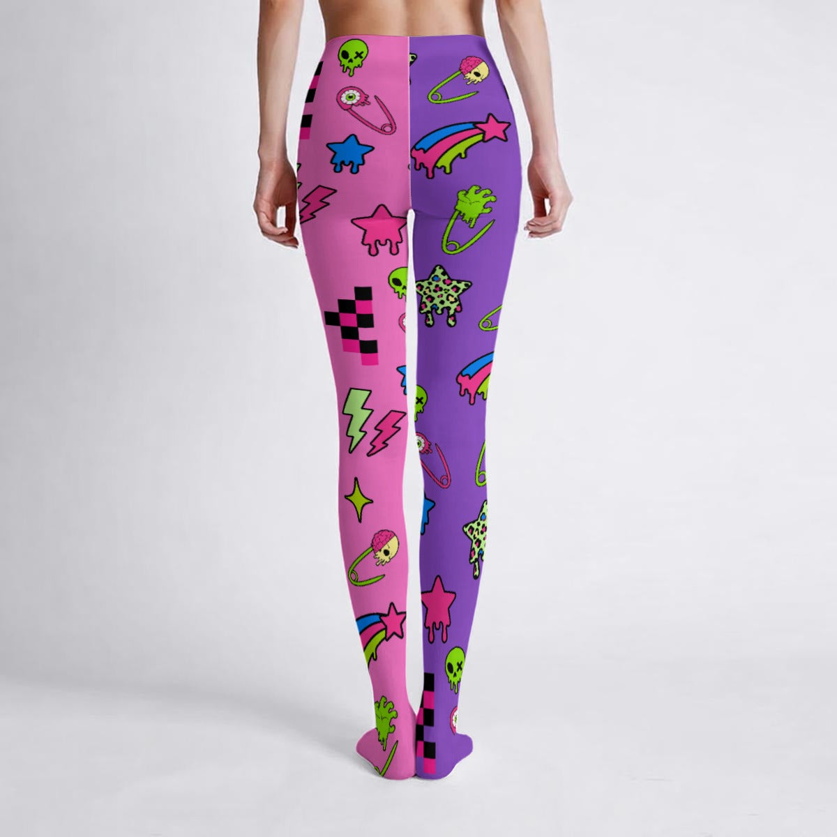 Alien Zombie Scene Split Color Women's High-Stretch Tights