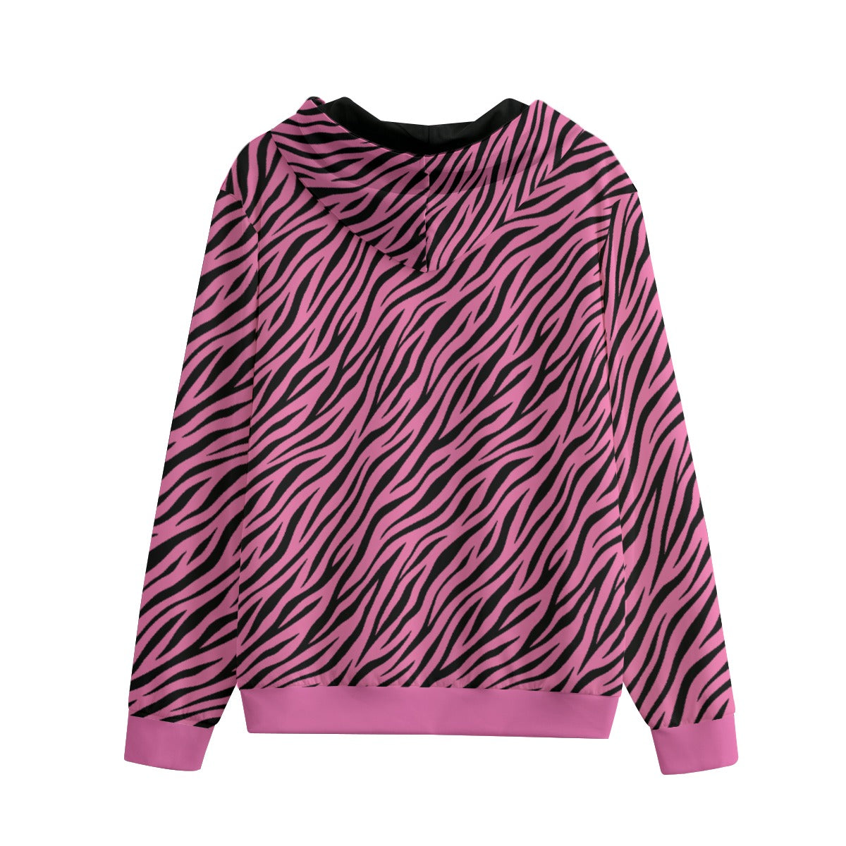 Pink Zebra Skull Scene Cotton Unisex Zip Hoodie (XS to 6XL)