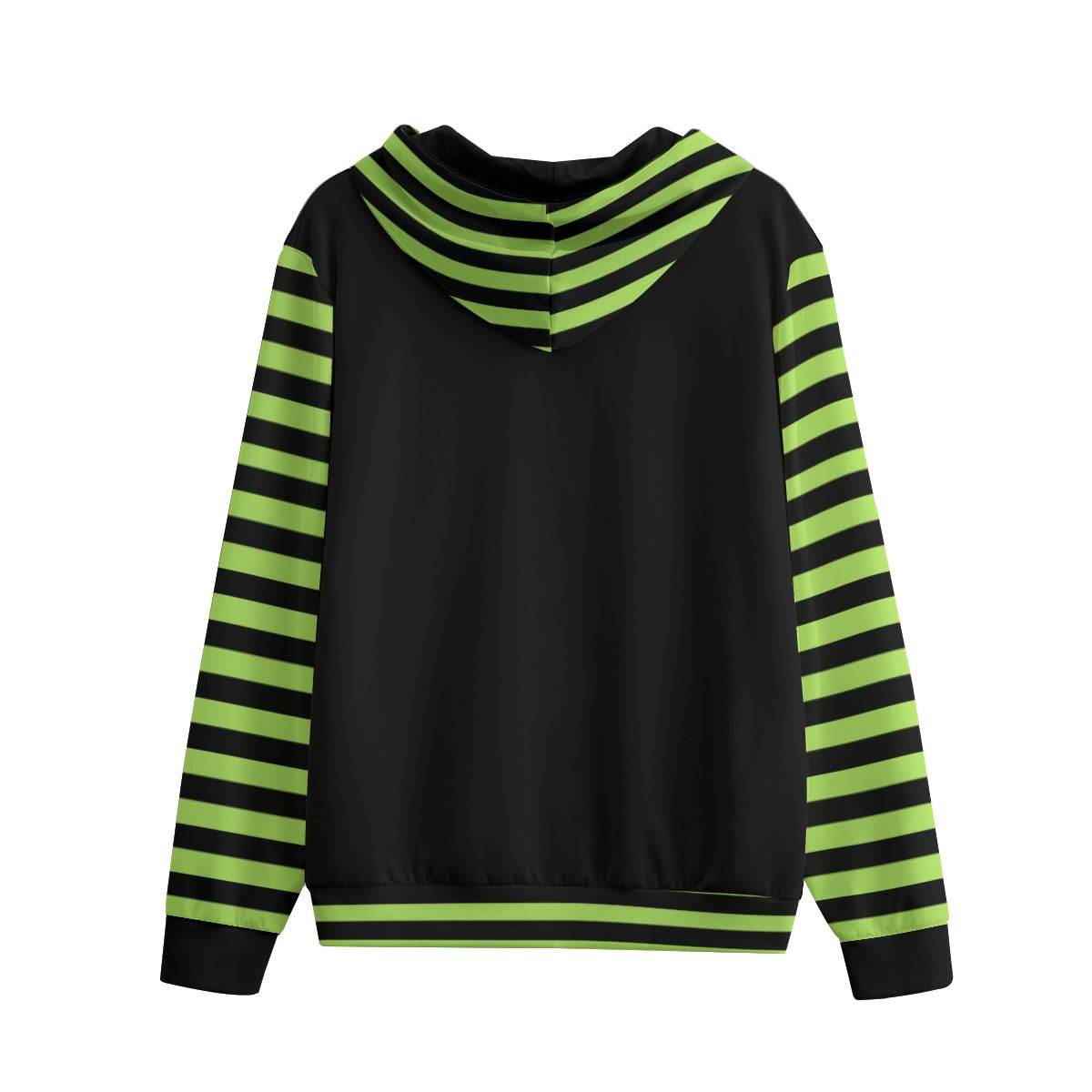 RAAAGH Zombie Stripe Zip-Up Hoodie – Black & Neon Green