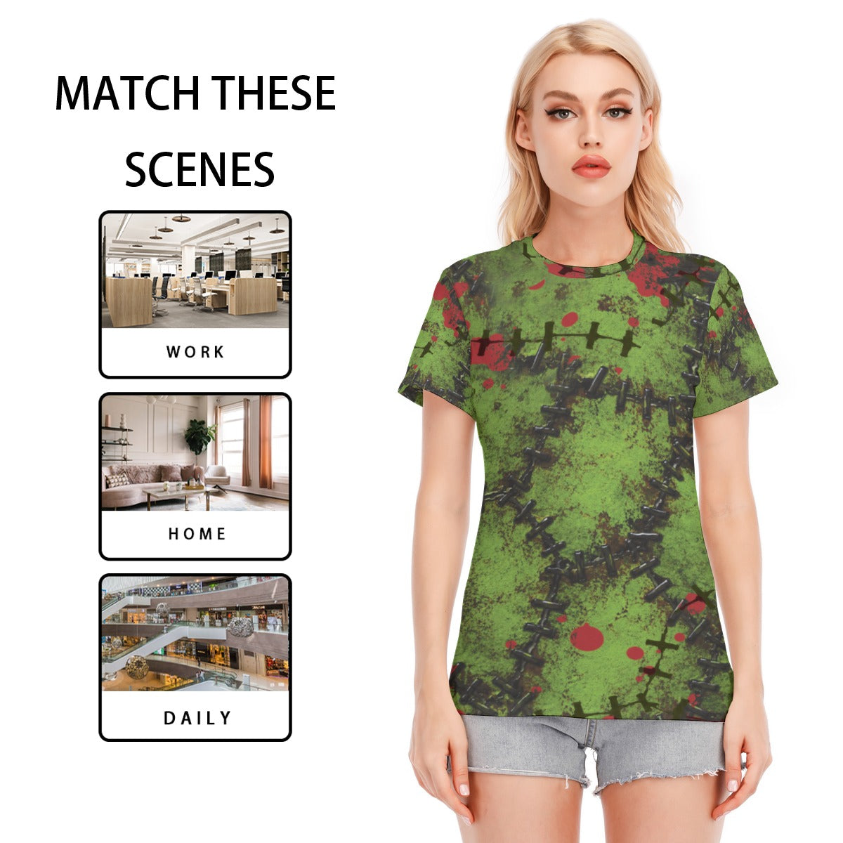 All-Over Print Women's Round Neck T-Shirt | 190GSM Cotton