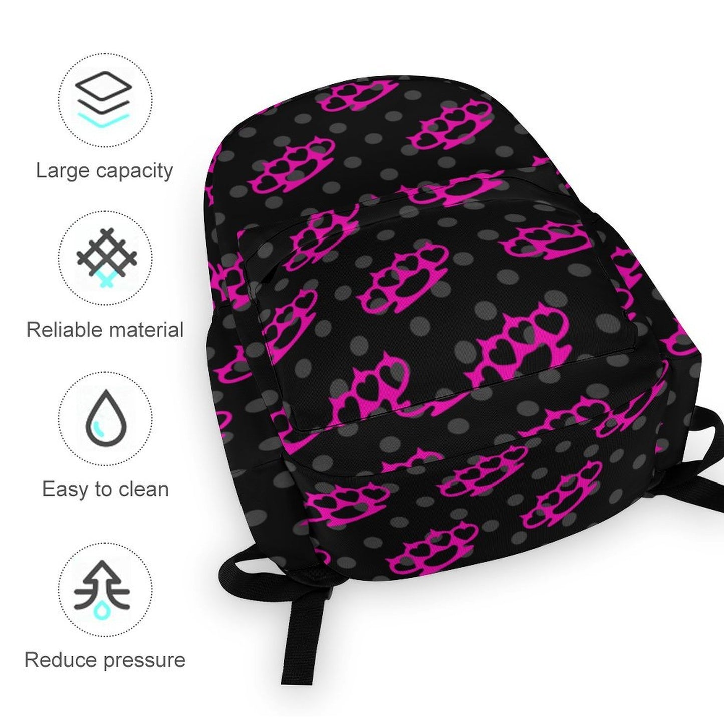 Hot Pink Brass Knuckle Polka Dot Scene Backpack