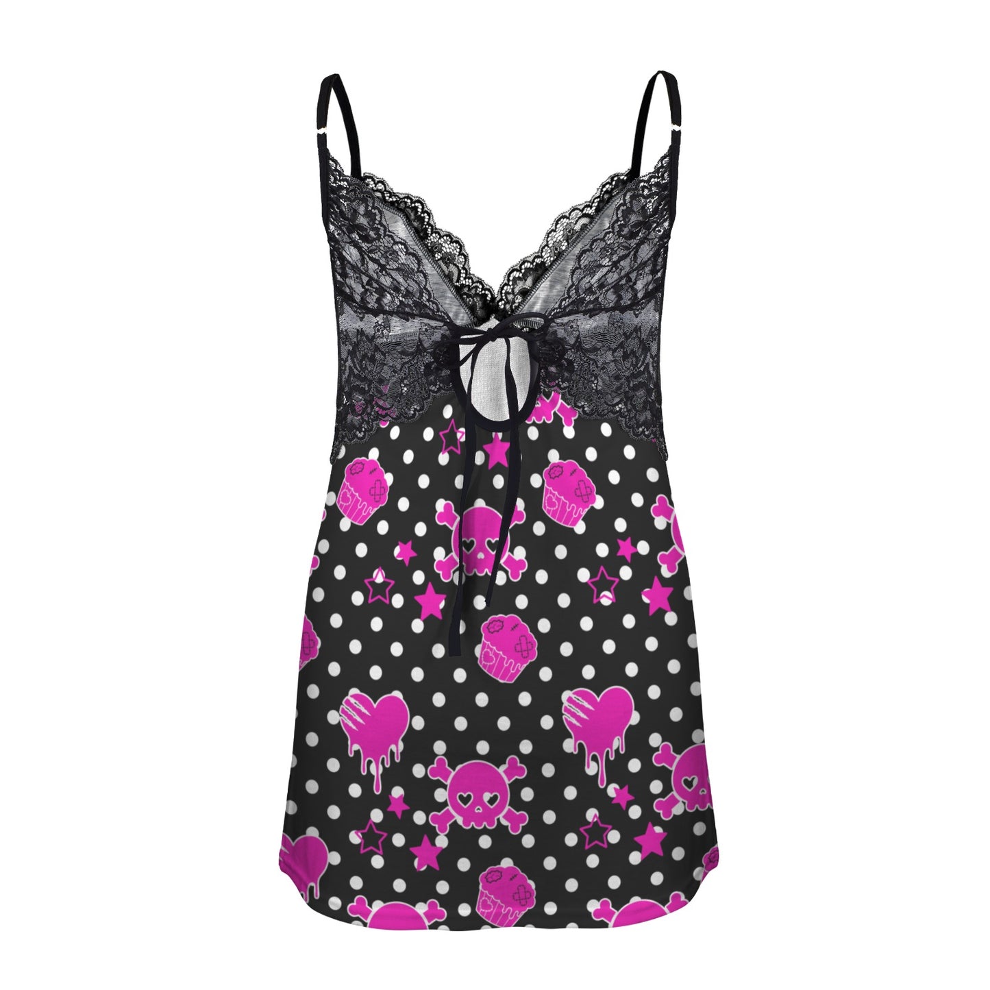 Pink Skull Cupcake Lace Cami Dress – Scene Queen Emo Y2K, S–4XL