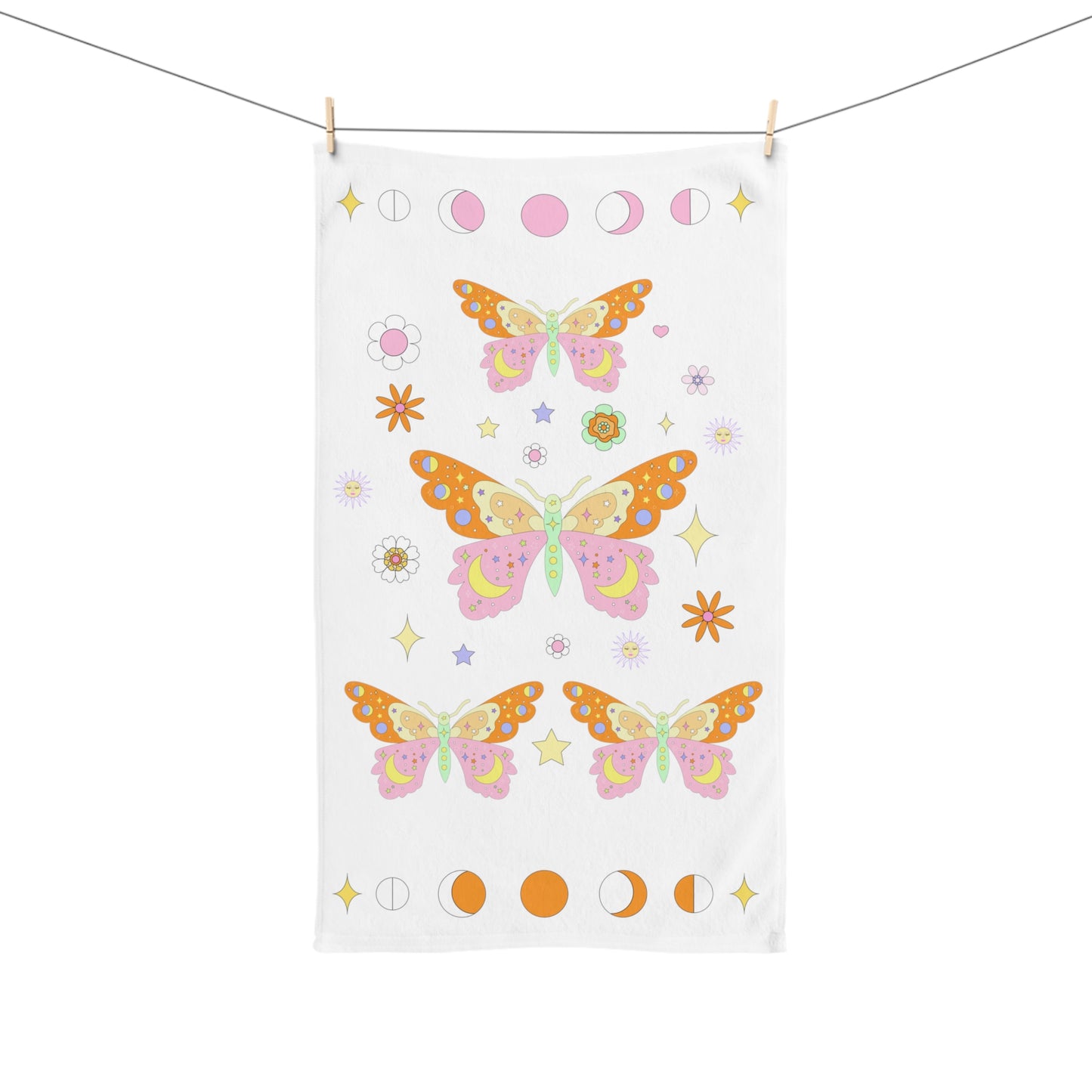 Kawaii Boho Soft Girl Aesthetic Butterfly Hand Towel