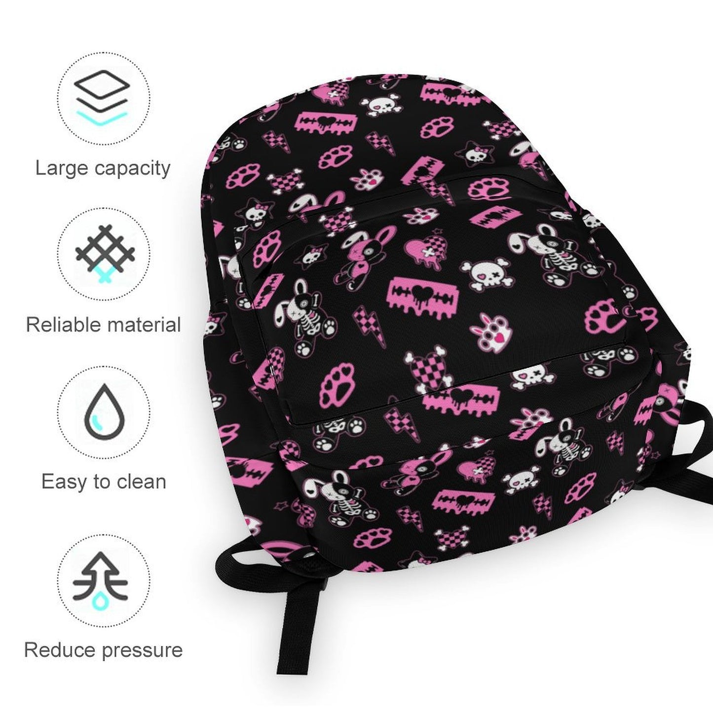 Bunni Riot Scene Backpack – Pink & Black Emo Print