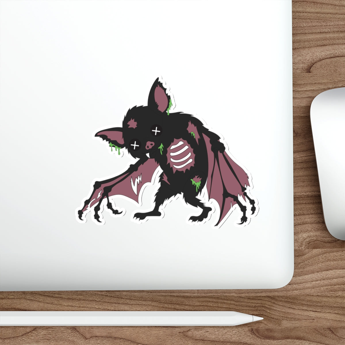 Zombie Bat Die-Cut Sticker — Cute Spooky Horror Sticker for Laptops & Journals