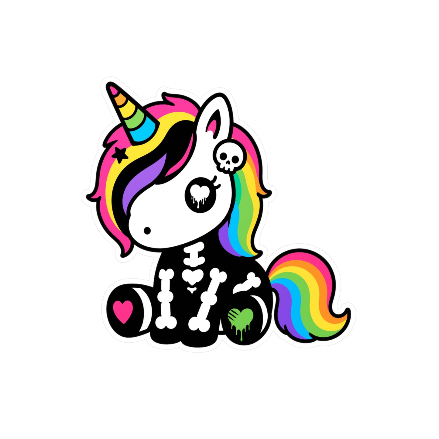 Rainbow Skeleton Unicorn Vinyl Sticker – Scene Kid Style