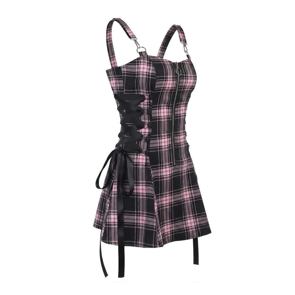 Plaid Strap Mini Dress