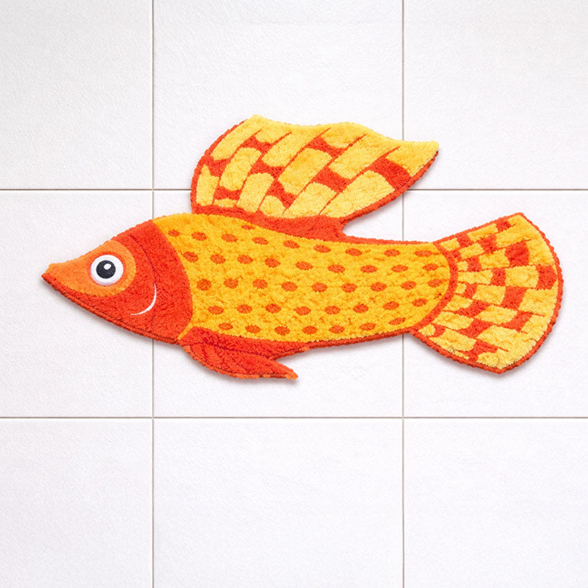 Golden Reef Fish Shaped Tufted Bath Mat