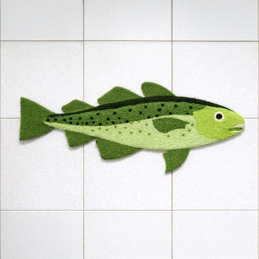 River Trout Fish Shaped Tufted Bath Mat
