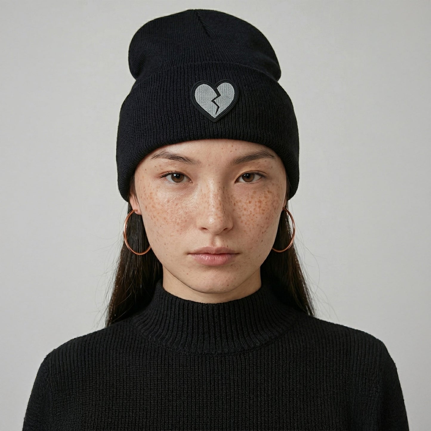 Broken Heart Embroidered Acrylic Beanie