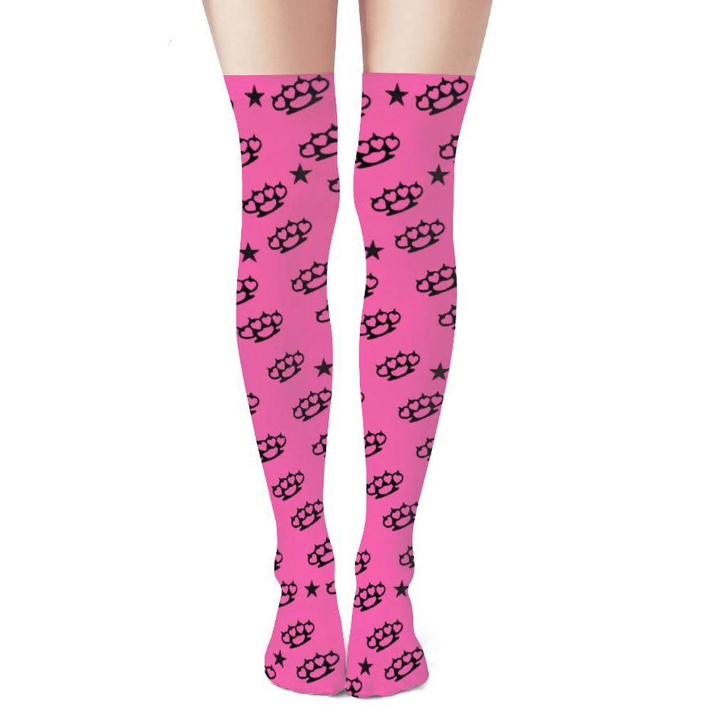 Pink Brass Knuckle Thigh-High Stockings