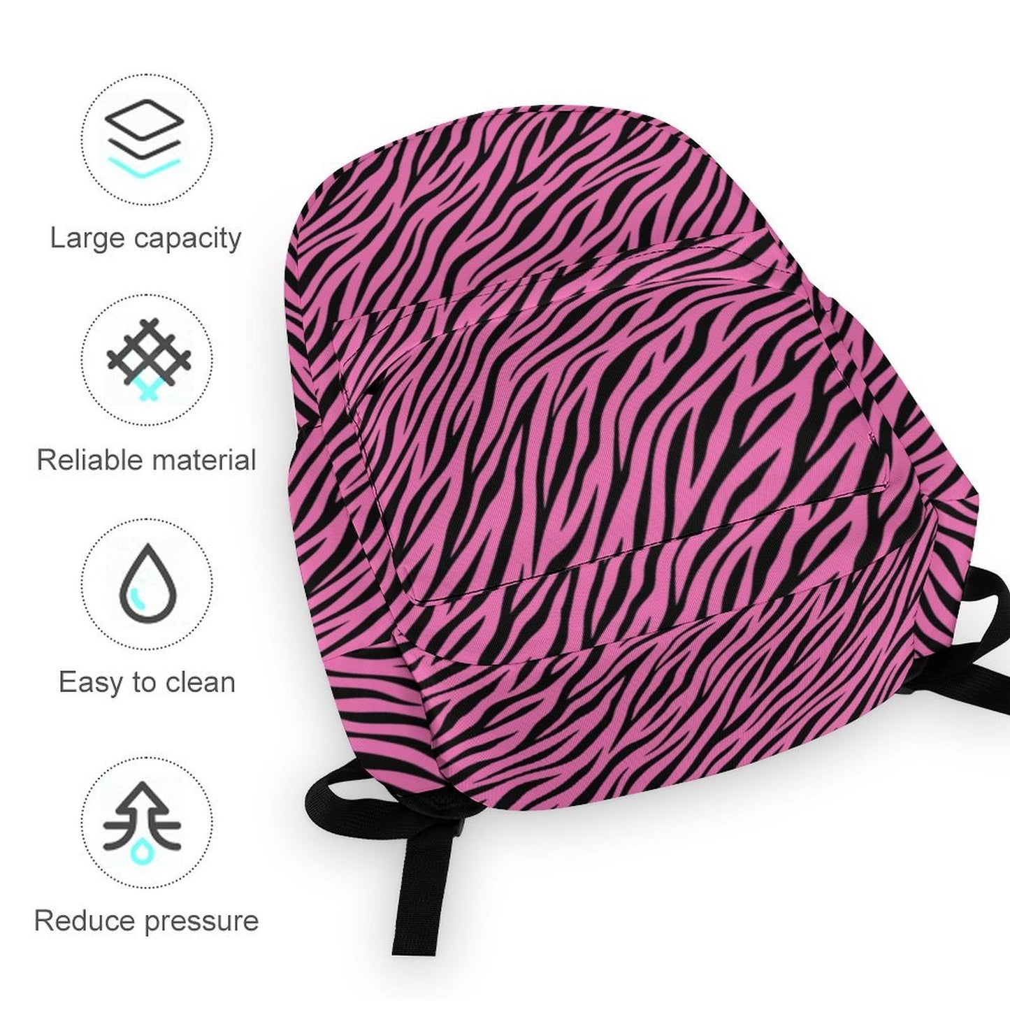 Hot Pink Zebra Scene Backpack – Black Y2K Emo Bag