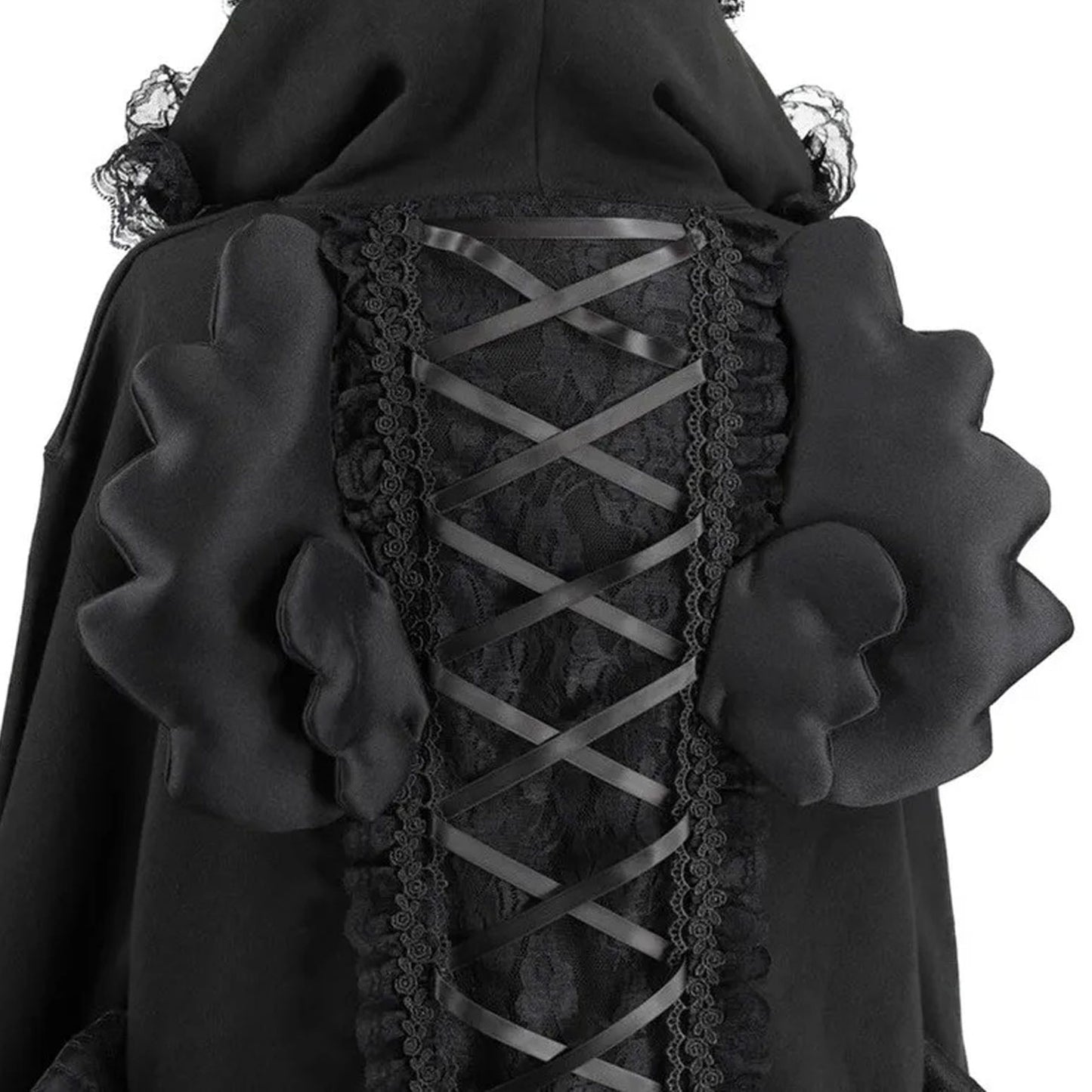 Kawaii Gothic Cat Ear Lace Hoodie