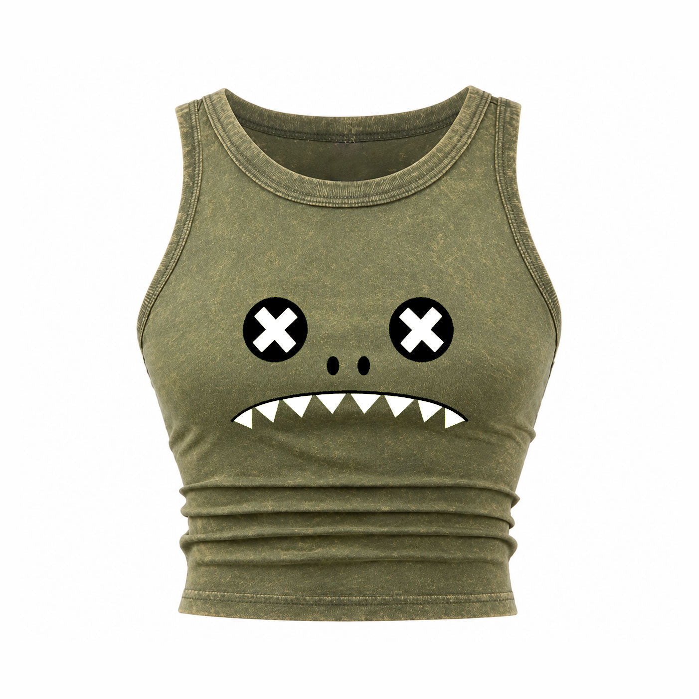 Dino Monster Acid-Wash Crop Tank
