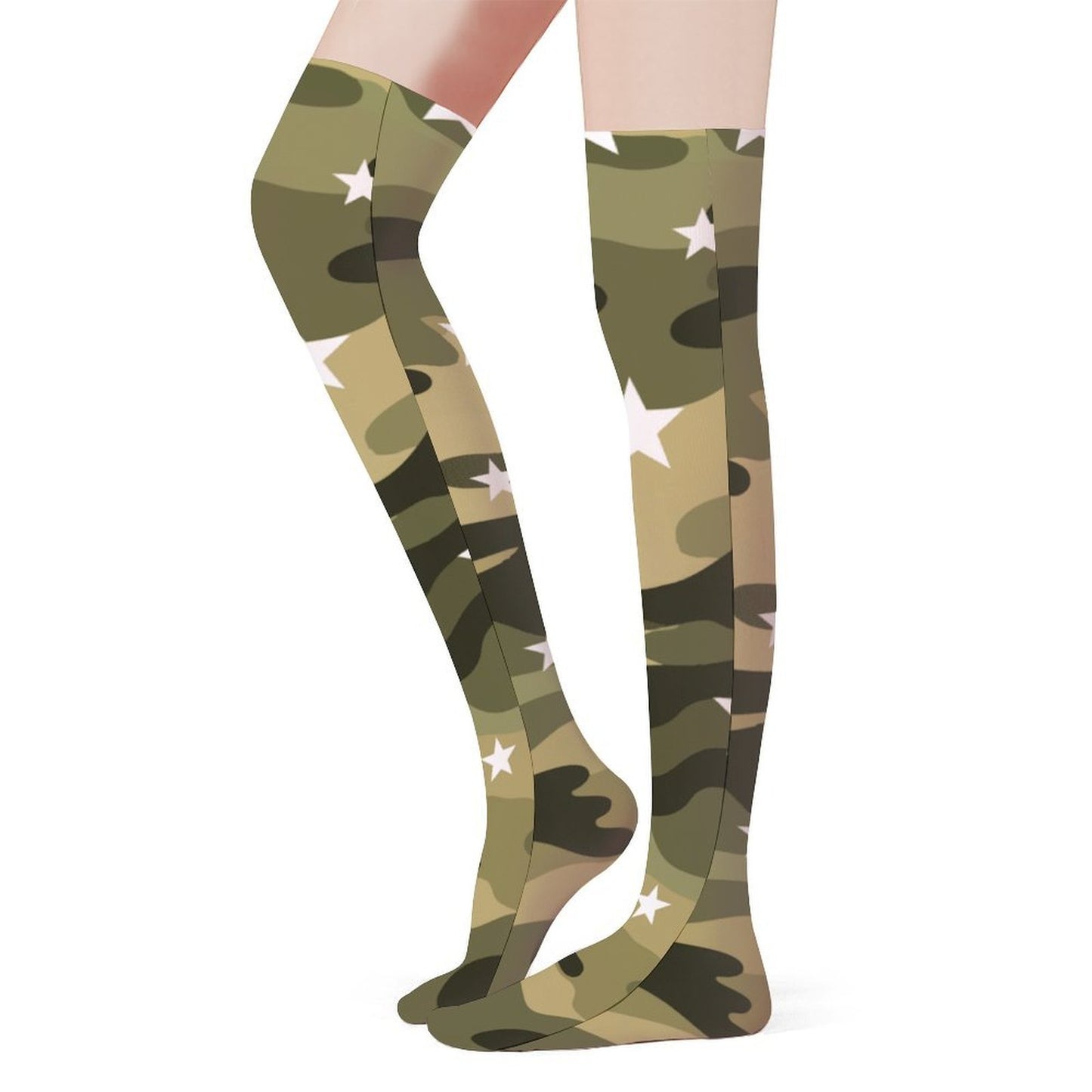 Camo Star Scene Kid Long Stockings