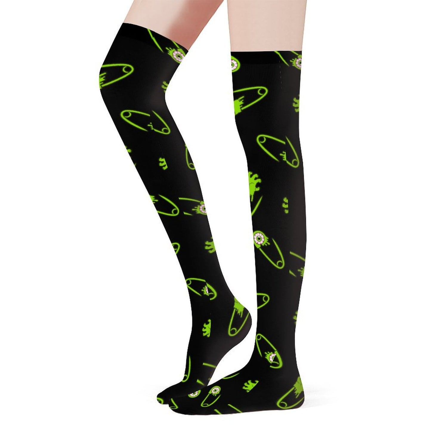 Alien Zombie Safety Pin Women's Knee High Stockings