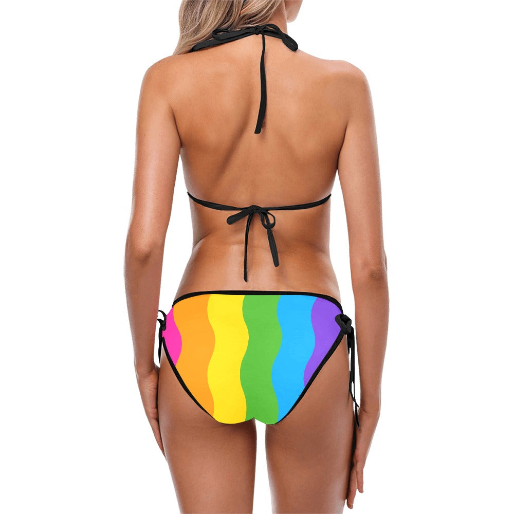 Rainbow Skull Kitty Bikini Set – Scene Kid Kawaii Goth Women's Swimsuit XS–5XL