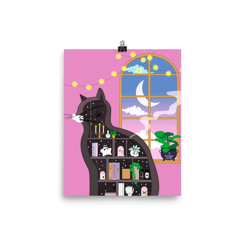 The Witch’s Cat Library – Art Poster by KOKO