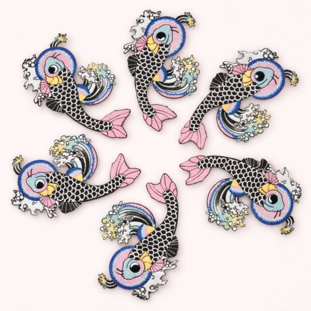 Koi Embroidered Iron-On Patch – 3.5" Koi Fish Design