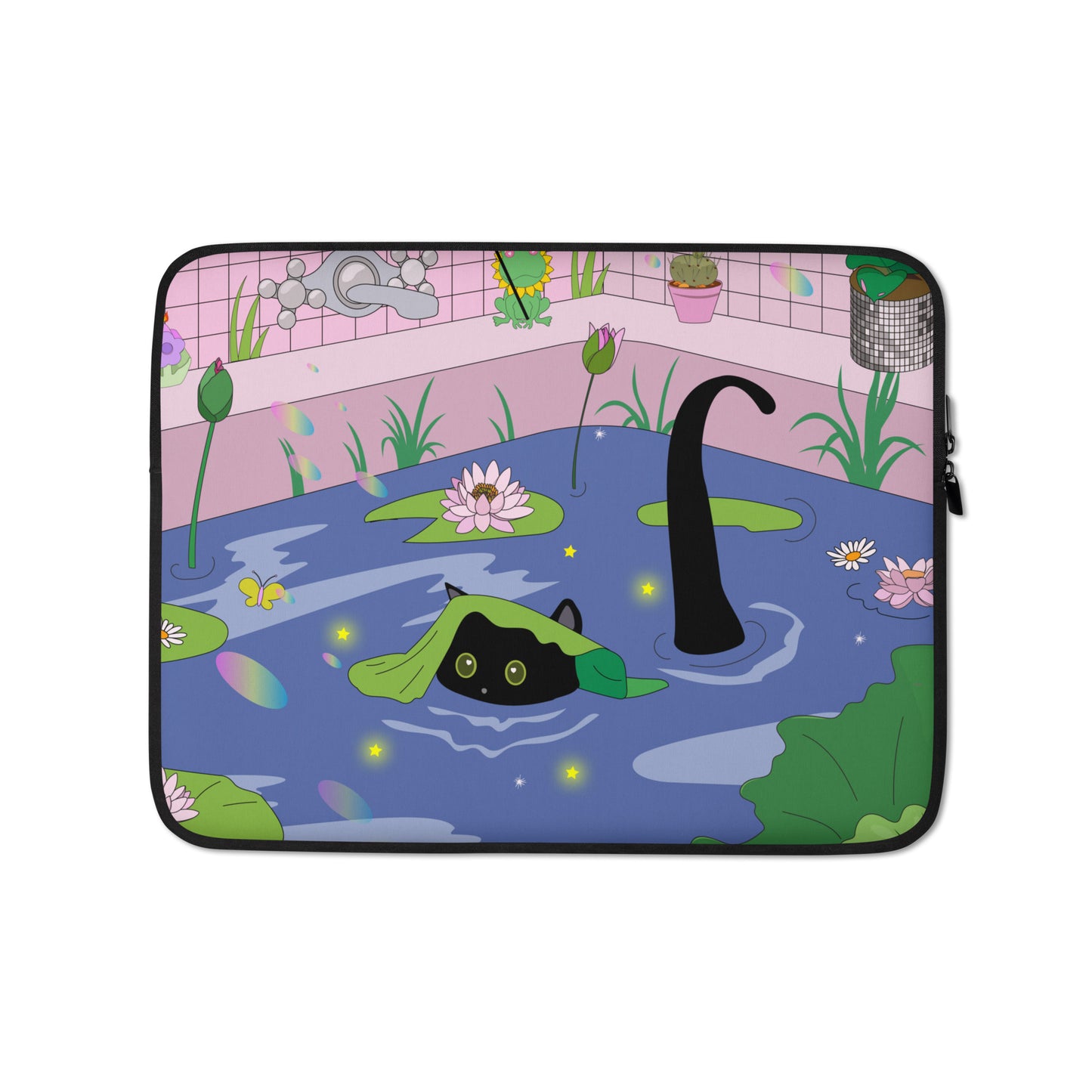 Kawaii Neko night bath Laptop Sleeve