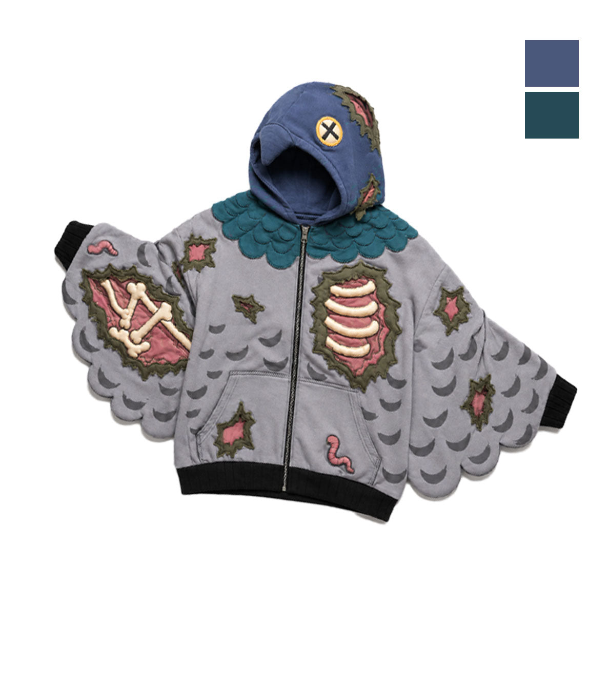 Zombie Pigeon Skeleton Wing Hoodie