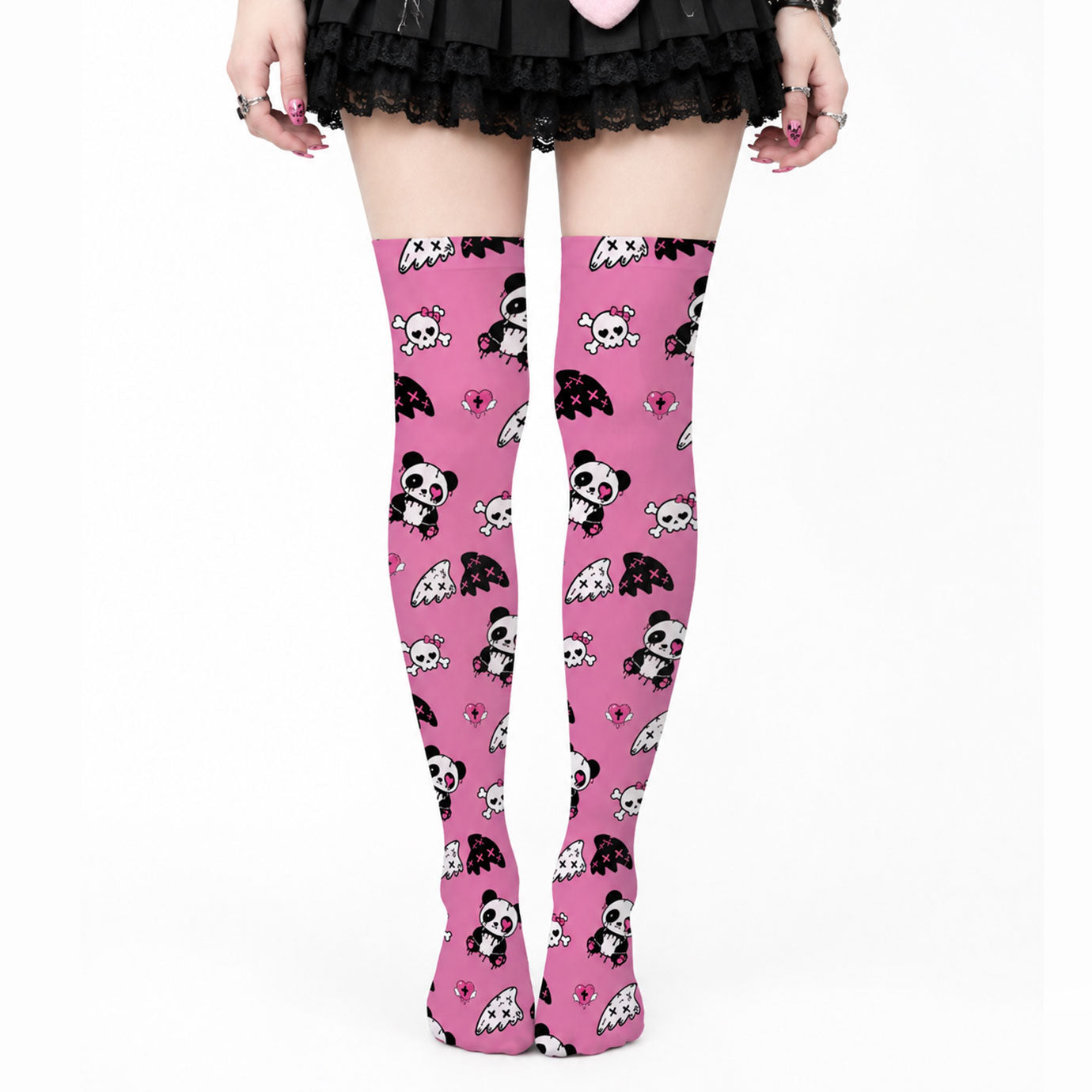 Creepy Cute Panda Over-the-Knee Stockings