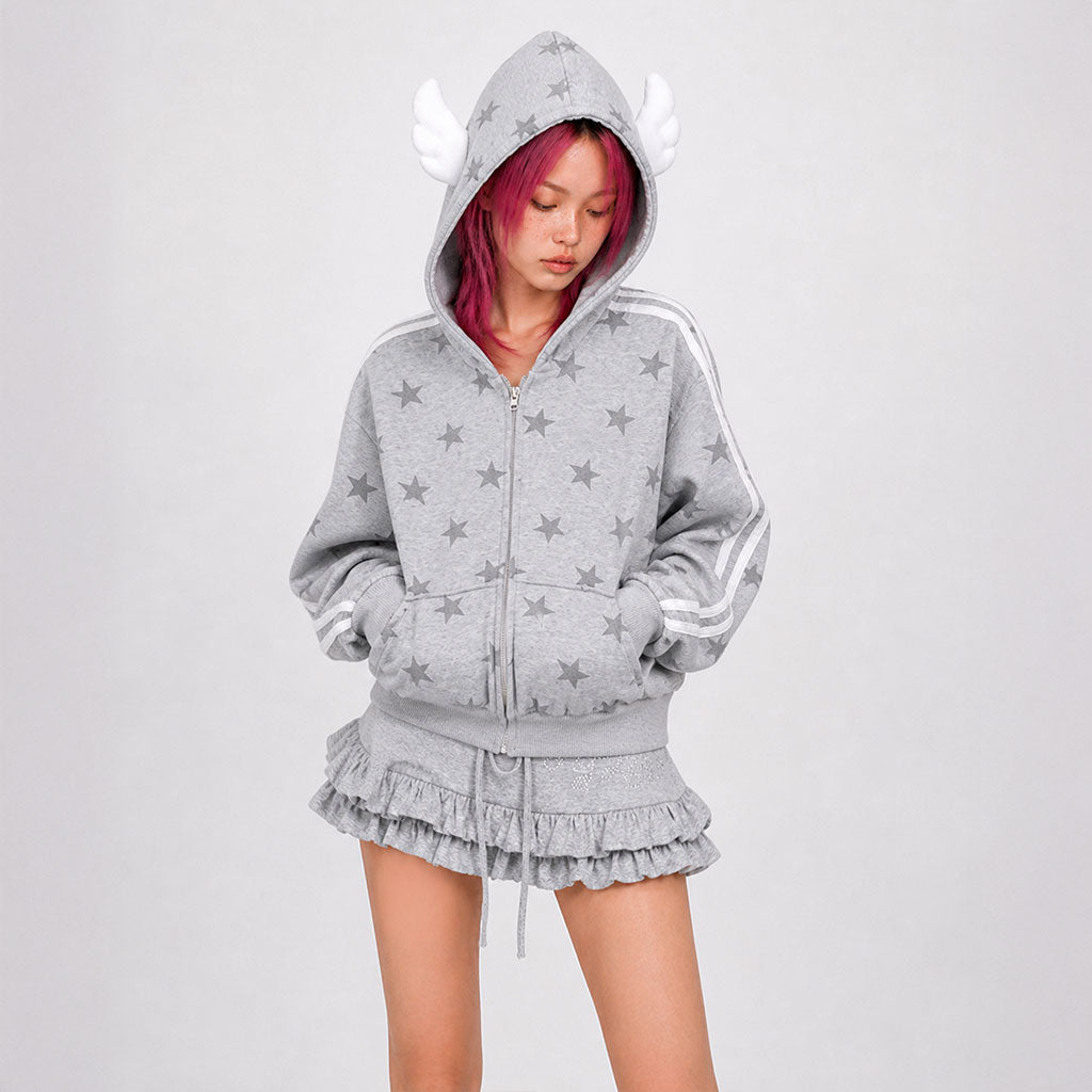 Grey Star Angel Zip Hoodie