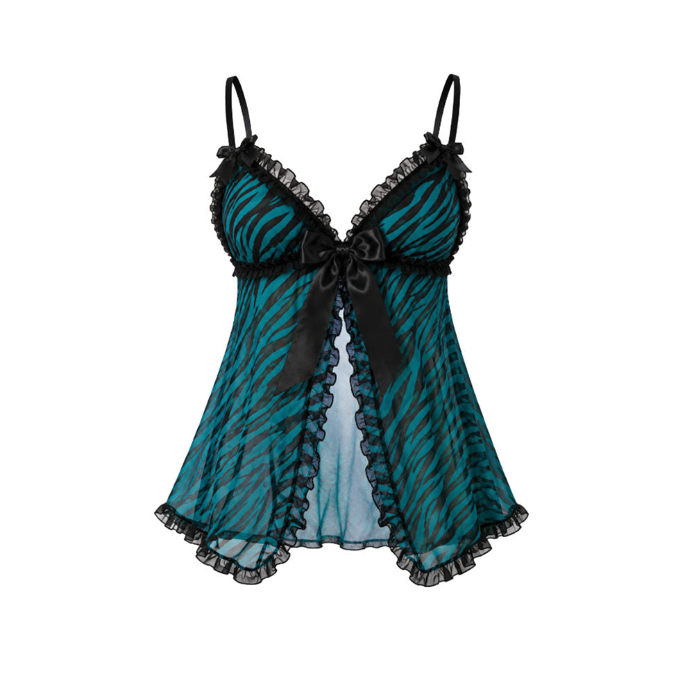 Teal Zebra Lace Babydoll Cami Top