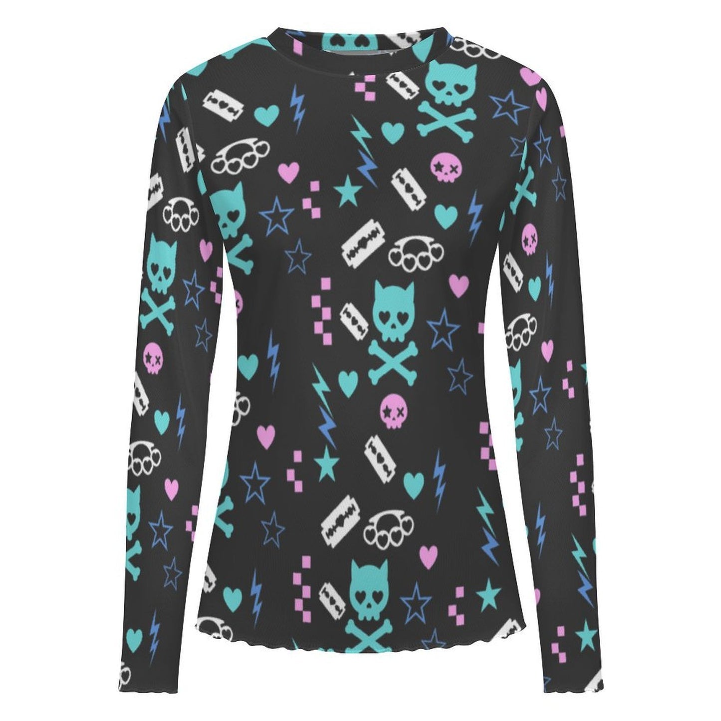 Electric Cat Scene Queen Mesh Sheer Top