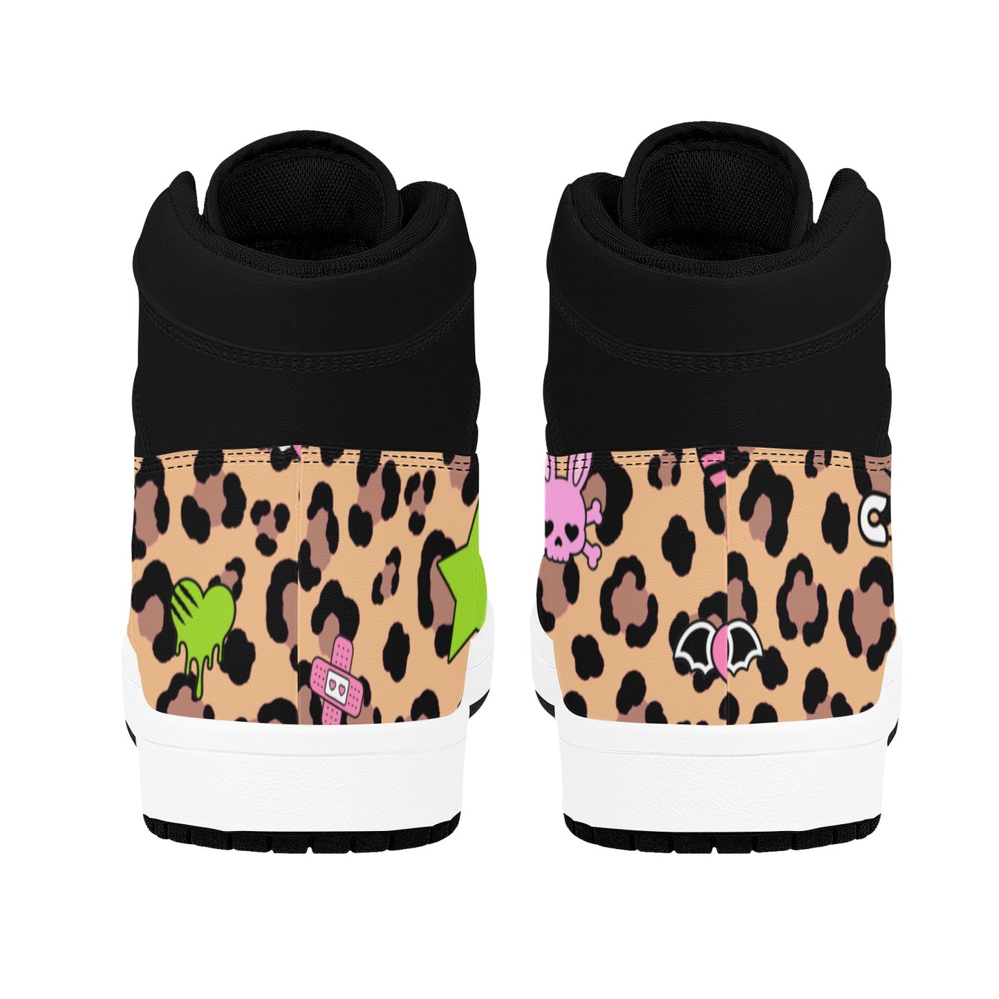 Leopard Bunny Skull Women's High Top Sneakers