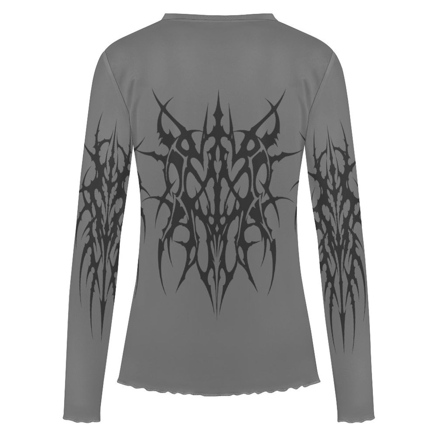 Smoke Sigil Sheer Mesh Long Sleeve Top | Emo Scene Y2K