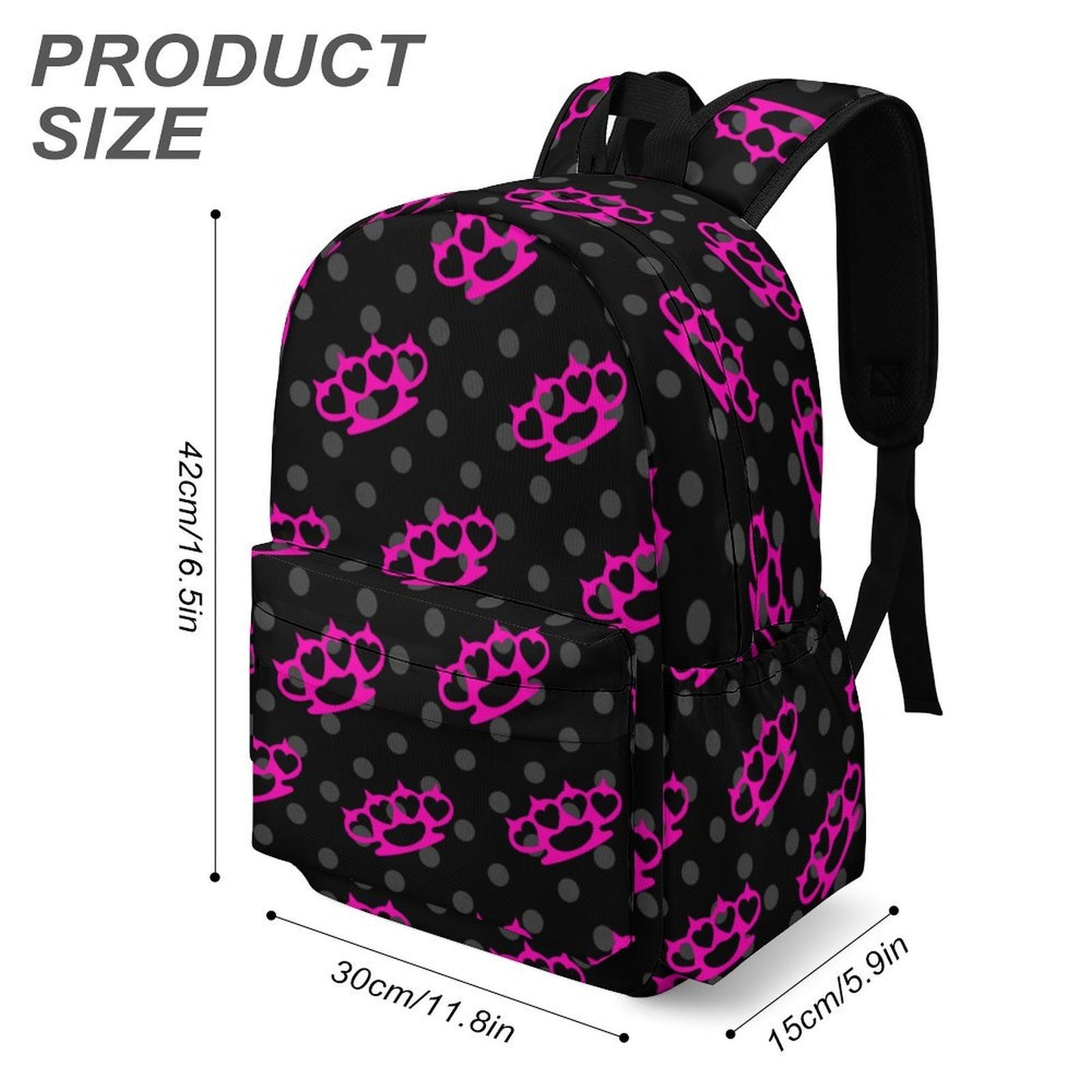 Hot Pink Brass Knuckle Polka Dot Scene Backpack