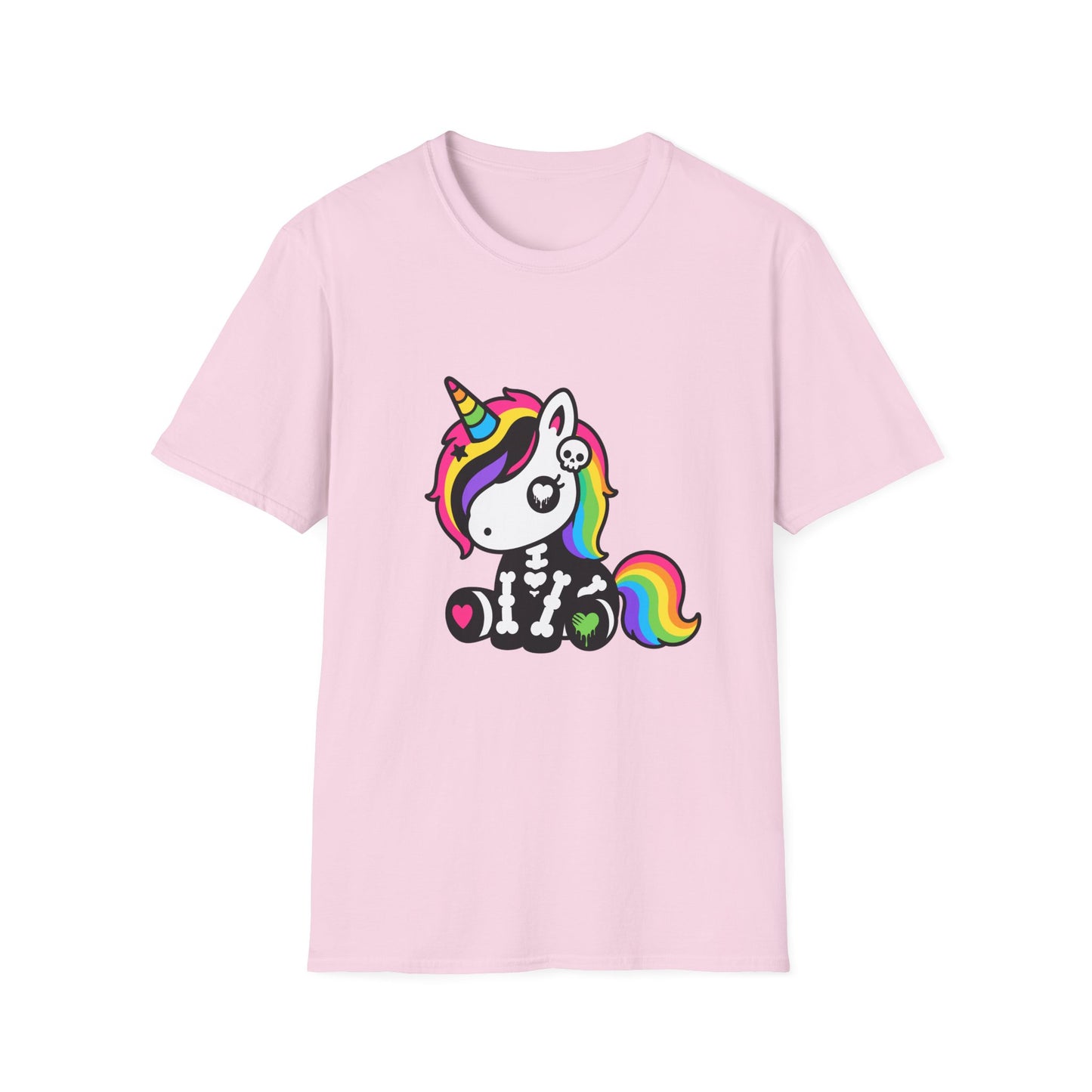 Rainbow Skeleton Unicorn Unisex T-Shirt – Scene Kid Style, S–4XL