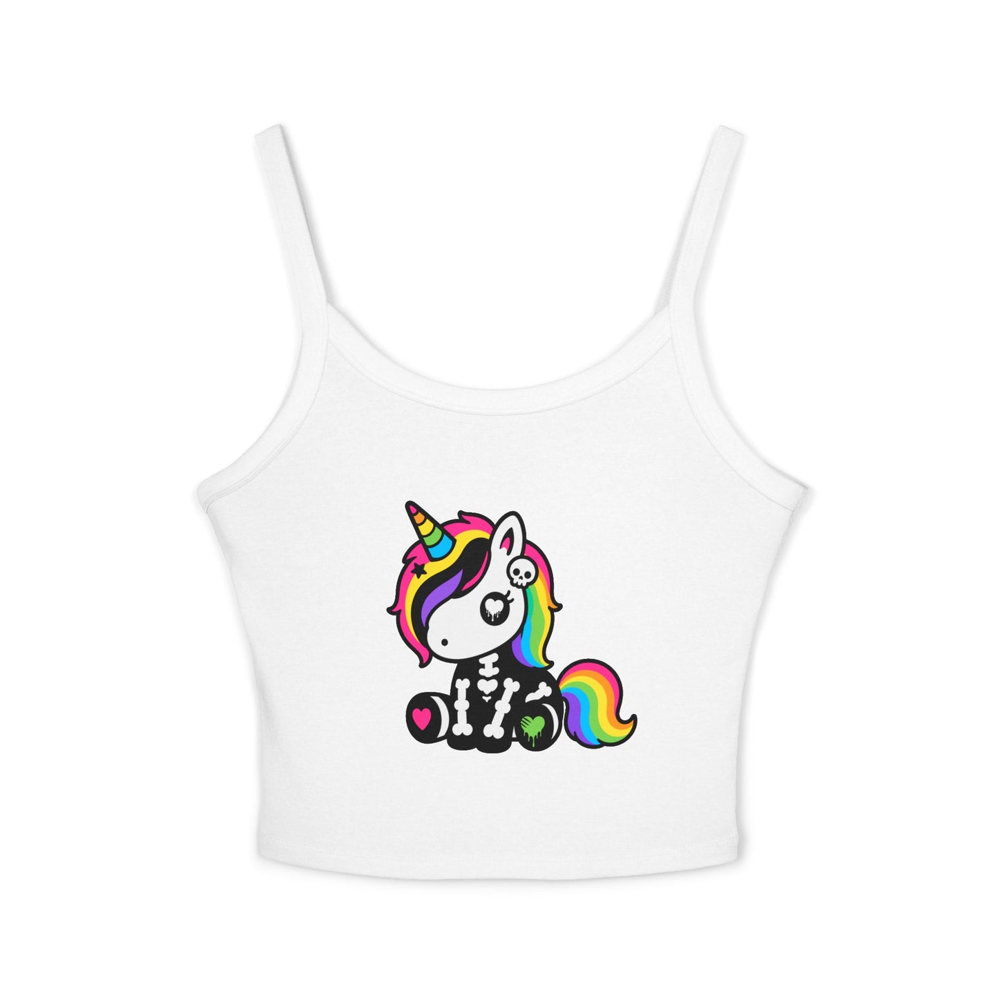 Rainbow Skeleton Unicorn Crop Tank Top – Scene Kid Style, XS–2XL