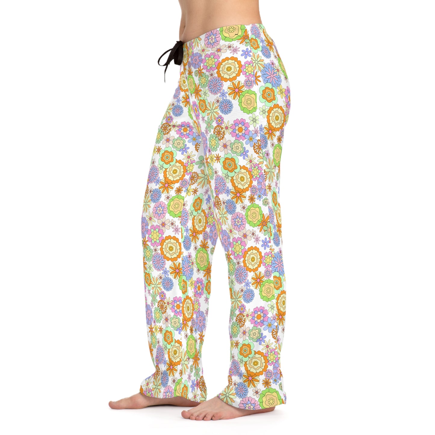 Retro Flower Child Green Women's Pajama Pants