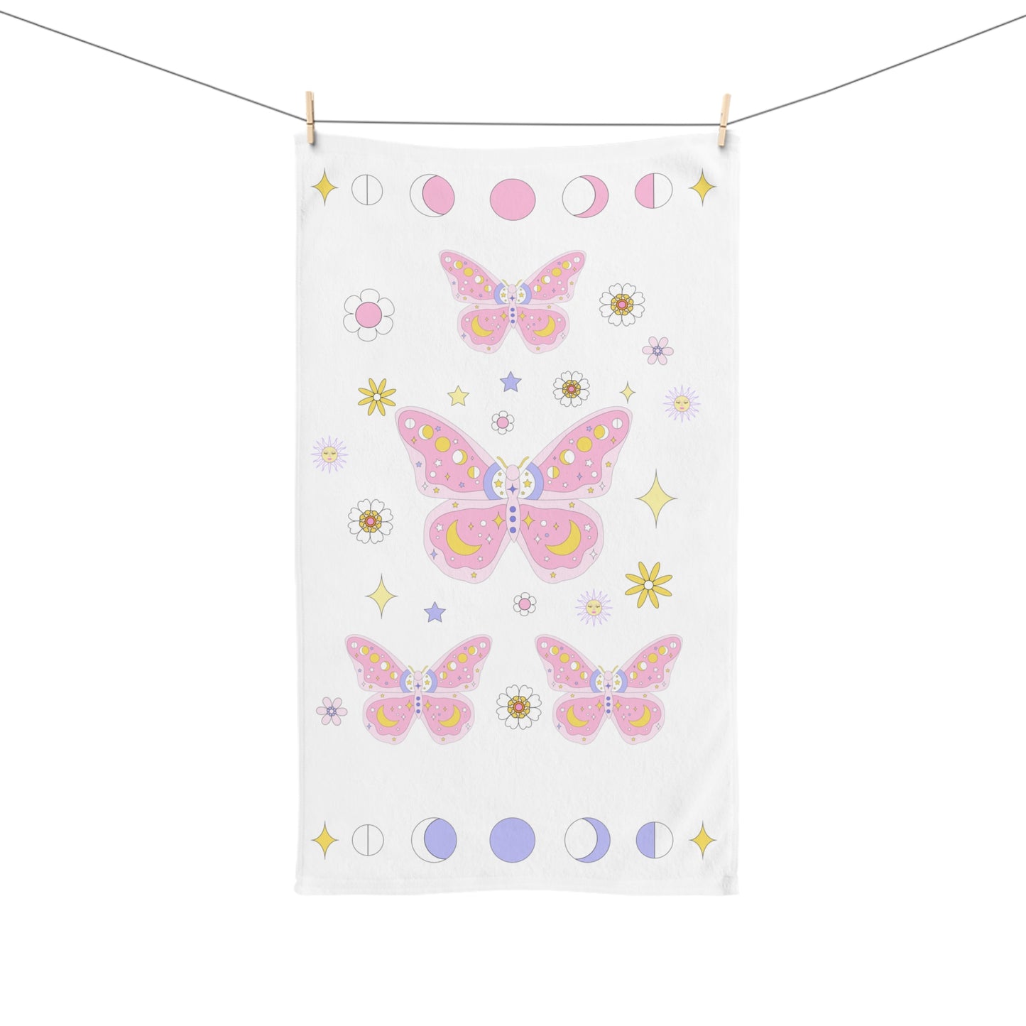 KawaII Pastel Soft Grunge Butterfly Hand Towel