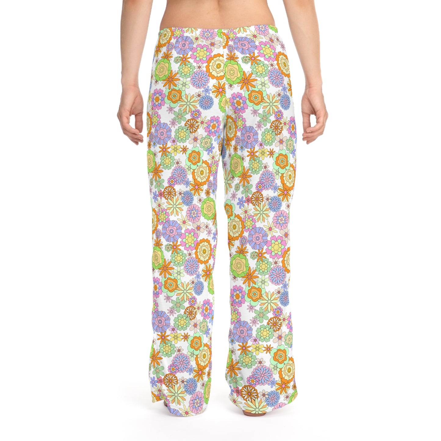 Retro Flower Child Green Women's Pajama Pants