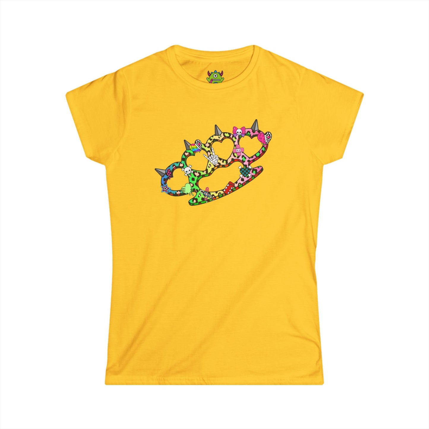 Rainbow Brass Knuckle Women's Graphic Tee – Emo Scene Y2K Baby Tee