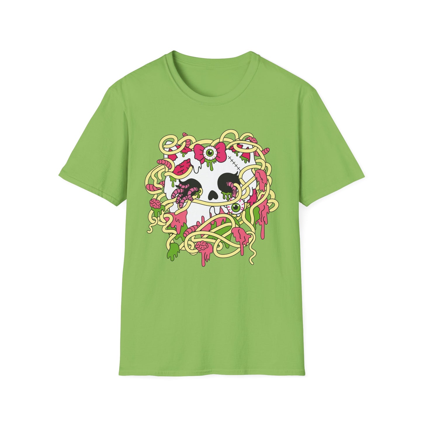 Zombie Kitty Spaghetti Graphic T-Shirt – Creepy Cutegore Noodle Monster Tee (XS–5XL)