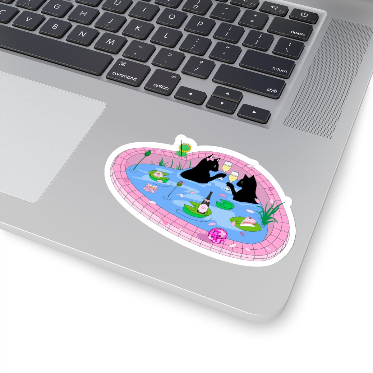 Kawaii Neko night bath Kiss-Cut Stickers