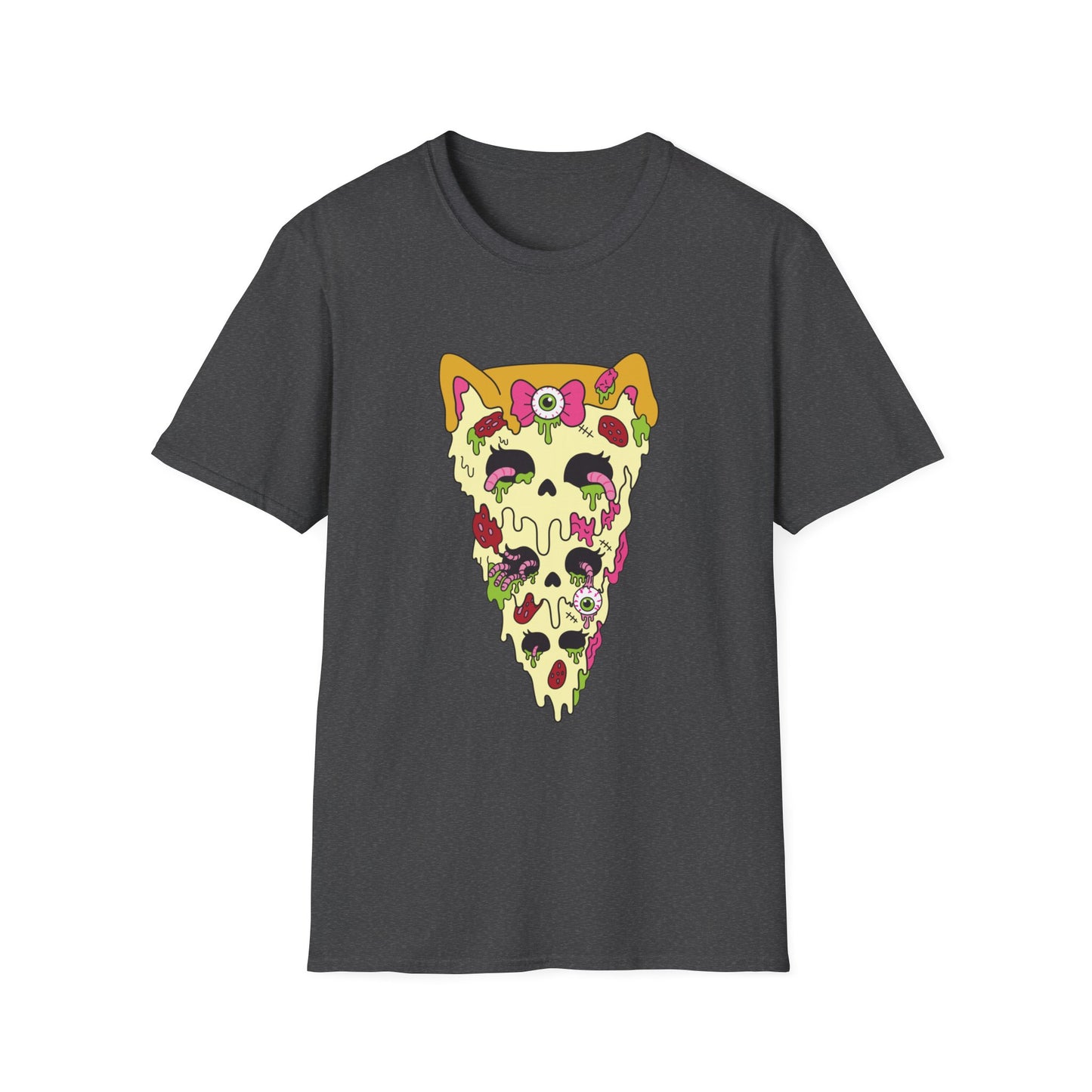 Zombie Kitty Pizza Graphic T-Shirt – Creepy Cutegore Pizza Slice Tee (XS–5XL)